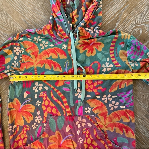 Anthropologie Farm Rio Magda Colorful Floral & Animal Hoodie Sweatshirt (XS) - Picture 5 of 13